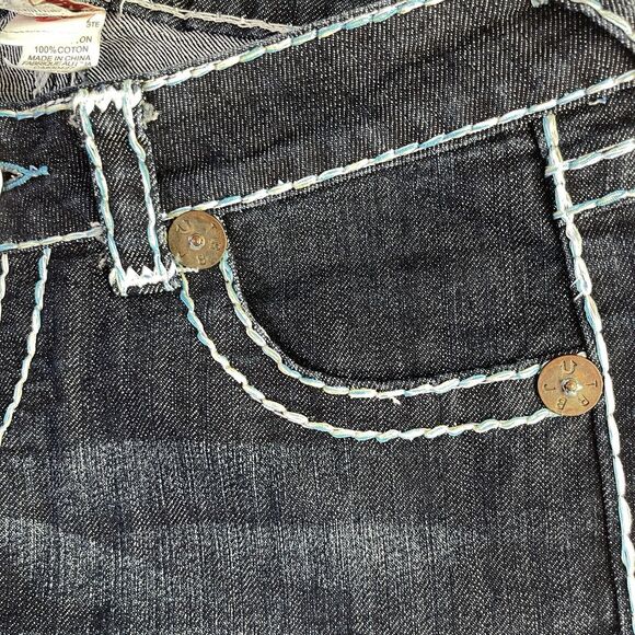 True Religion Joey Super T Jeans Womens 26 Blue White Stitching Straight USA - Picture 12 of 16